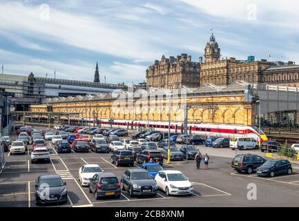 New Street Car Park neben Waverley Station, Edinburgh, Schottland, Großbritannien. Stockfoto