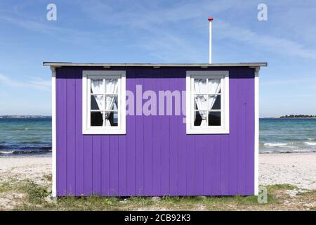 Farbige Strandhütte in Aeroskobing, Aero Insel, Dänemark Stockfoto