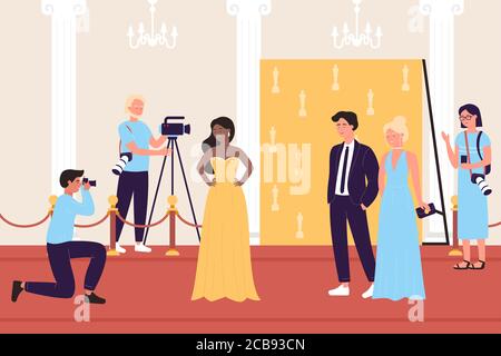 Eine Vektor Illustration Von Roten Teppich Und Paparazzi Hintergrund Mit Exemplar Stock Vektorgrafik Alamy