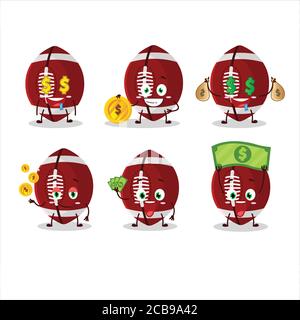 Rugby Ball Cartoon-Figur mit niedlichen Emoticon bringen Geld Stock Vektor