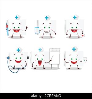 Arzt Beruf Emoticon mit Zeichnungsbuch Zeichentrickfigur Stock Vektor