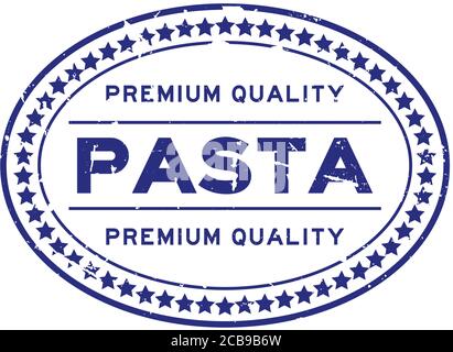 Grunge blau Premium-Qualität Pasta oval Gummi Stempel auf Weißer Hintergrund Stock Vektor