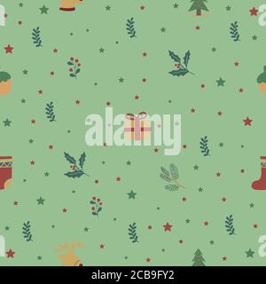 Weihnachtliche nahtlose Muster. Endlose Textur für Tapete, Web-Seite Hintergrund, Geschenkpapier und etc. Retro-Stil. Stock Vektor