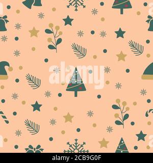 Weihnachtliche nahtlose Muster. Endlose Textur für Tapete, Web-Seite Hintergrund, Geschenkpapier und etc. Retro-Stil. Stock Vektor
