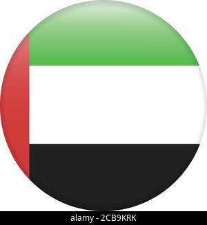 Vereinigte Arabische Emirate Flagge auf Knopf Stock Vektor