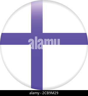 Finnland Flagge Symbole Thema. Markierungsknopf Hochglanz. Stock Vektor