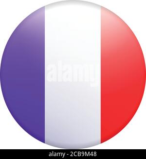 Vektor - Frankreich Fahne glänzend Knopf Stock Vektor