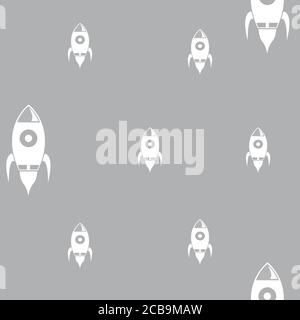 Space Rakete nahtlose Muster. Grau und weiß wiederholen Hintergrund Textur für Textil und Bekleidung Stock Vektor