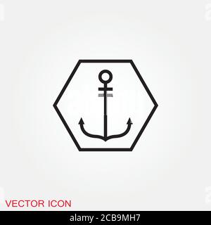 Ankersymbol. Verankertes flaches Vektorsymbol für Apps und Websites Stock Vektor