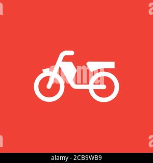 Motorrad-Symbol Auf Rotem Hintergrund. Rote Flache Vektorgrafik. Stockfoto