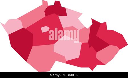 Karte der Tschechischen Republik in Verwaltungsregionen unterteilt. Leere Karte in vier Orange-Tönen. Vektorgrafik. Stock Vektor