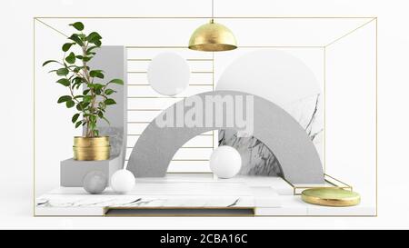 Abstraktes und elegantes 3D-Rendering im Podium-Hintergrund Stockfoto