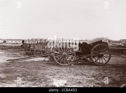 Army Wagon and Forge, City Point, Virginia, 1861-65. Früher Mathew B. Brady zugeschrieben. Stockfoto