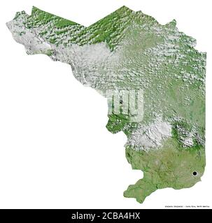 Form von Alajuela, Provinz Costa Rica, mit seiner Hauptstadt isoliert auf weißem Hintergrund. Satellitenbilder. 3D-Rendering Stockfoto