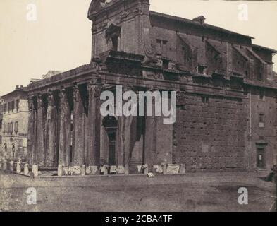 Tempel des Antonius und Faustina, San Lorenzo in Miranda, Rom, 1850er Jahre. Stockfoto