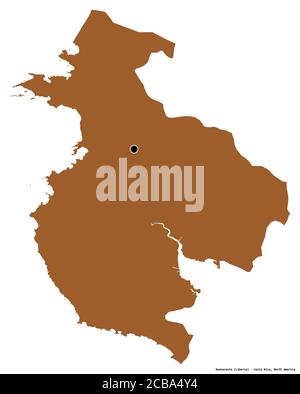 Form von Guanacaste, Provinz Costa Rica, mit seiner Hauptstadt isoliert auf weißem Hintergrund. Komposition von gemusterten Texturen. 3D-Rendering Stockfoto
