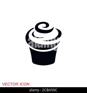 Cupcake-Symbol. Cupcake Shop Logo Vorlage. Rosa cremig glänzende Torte Illustration. Stock Vektor