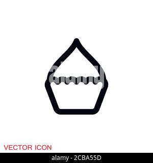 Cupcake-Symbol. Cupcake Shop Logo Vorlage. Rosa cremig glänzende Torte Illustration. Stock Vektor