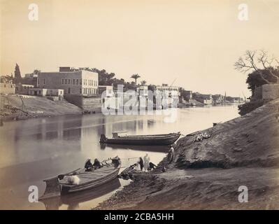 Ufer des Nils in Kairo, ca. 1857, gedruckt 1870er Jahre. Stockfoto