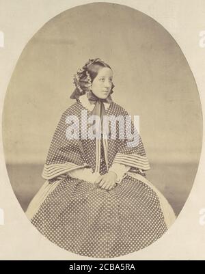 [Junge Frau in gepunktetem Kleid], 1850er-60er Jahre. Stockfoto