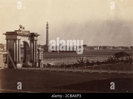[Ansicht von Chowringhee vom Regierungsgebäude, Kalkutta], 1858-61. Stockfoto