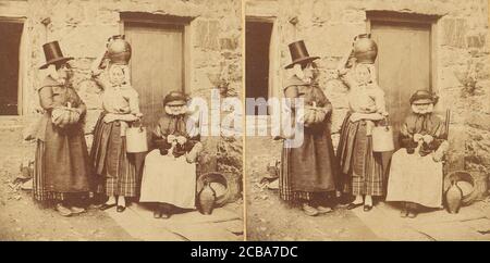 Llanberis, Gruppe von drei walisischen Bauern, 1850er-1910er. Stockfoto