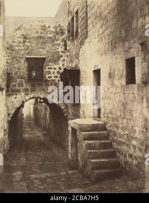 Vie Station. Ste V&#xe9;ronique essuie la face sanglante de J&#xe9;sus. Aucune marque ext &#xe9;rieure n'indique cette Station. La Tradition la place au pied du Petit Escalier, 1860 oder später. Stockfoto