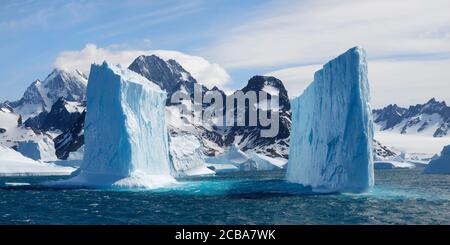 Drygalski Fjord, schwimmende Eisberge, Südgeorgien, Südgeorgien und die Sandwichinseln, Antarktis Stockfoto