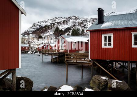 NUSFJORD LOFOTEN ISLANDS NORWEGEN Stockfoto