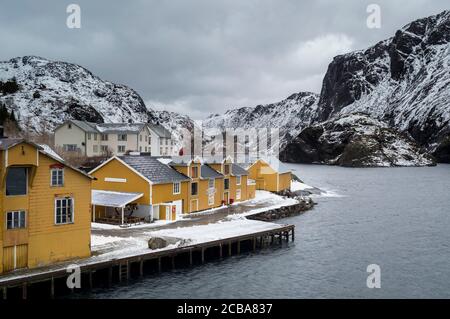 NUSFJORD LOFOTEN ISLANDS NORWEGEN Stockfoto