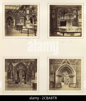 [Mittelalterlicher Hof; die Walsingham Font; Eingang zum englischen mittelalterlichen Hof], ca. 1859. Stockfoto