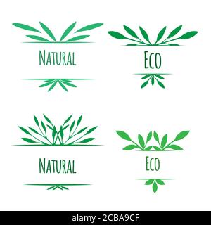 Rahmen aus grünen Blättern mit Platz für Text. Natürliche Produktetiketten.Vektor-Element für Ihr Design. Stock Vektor