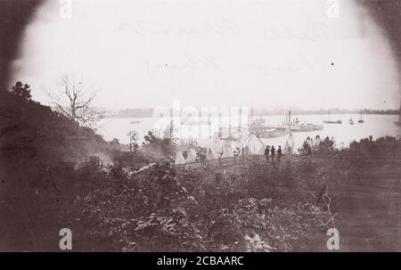 Belle Plain, Virginia. Lower Wharf, 1864. Früher Mathew B. Brady zugeschrieben. Stockfoto