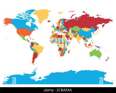 Weltkarte. Hohe detaillierte leere politische Karte der Welt. 5 Farben Schema Vektorkarte auf weißem Hintergrund. Stock Vektor