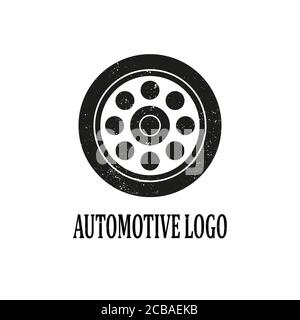 Grunge Textur Automotive Logo Design. Isoliert auf weißem Hintergrund. Stockfoto