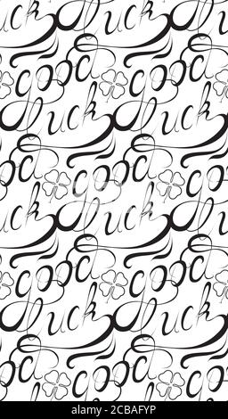 Nahtlose Textur mit viel Glück in kursiver Schrift geschrieben. Vektor-Design-Element für Ihre Kreativität Stock Vektor