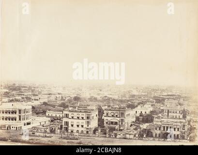 [Blick auf die Stadt vom Ochterlony Monument, Kalkutta], 1850er Jahre. Stockfoto