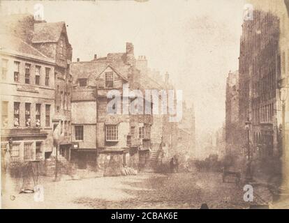 Edinburgh. Die High Street mit John Knox's House, 1843-47. Stockfoto