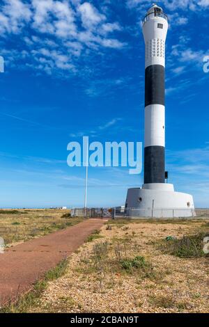 Der neue Leuchtturm am Dungeness Point in Kent, England Stockfoto