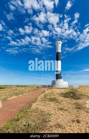 Der neue Leuchtturm am Dungeness Point in Kent, England Stockfoto