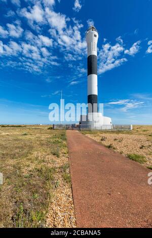 Der neue Leuchtturm am Dungeness Point in Kent, England Stockfoto