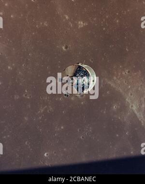 Apollo 11 Command and Service Modules fotografiert von der Mondlandefähre in Orbit, 1969. Stockfoto