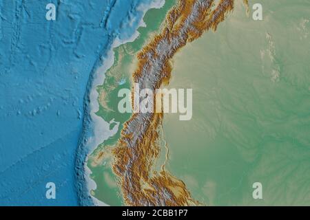 Ausgedehntes Gebiet von Ecuador. Topografische Reliefkarte. 3D-Rendering Stockfoto