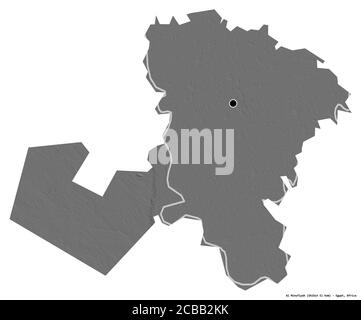 Form von Al Minufiyah, Gouvernement von Ägypten, mit seiner Hauptstadt isoliert auf weißem Hintergrund. Höhenkarte mit zwei Ebenen. 3D-Rendering Stockfoto