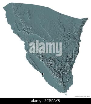 Form von Janub Sina, Gouvernement von Ägypten, mit seiner Hauptstadt isoliert auf weißem Hintergrund. Farbige Höhenkarte. 3D-Rendering Stockfoto