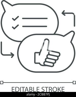 Lineares Symbol für Kritik. Kommunikationsfähigkeiten, Gespräch dünne Linie anpassbare Illustration. Kontursymbol. Meinungsaustausch, Feedback. Vektor-iso Stock Vektor