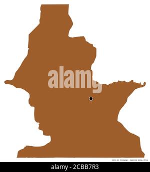 Form des Centro Sur, Provinz Äquatorialguinea, mit seiner Hauptstadt isoliert auf weißem Hintergrund. Komposition von gemusterten Texturen. 3D-Rendering Stockfoto
