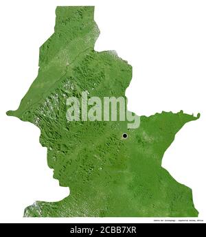 Form des Centro Sur, Provinz Äquatorialguinea, mit seiner Hauptstadt isoliert auf weißem Hintergrund. Satellitenbilder. 3D-Rendering Stockfoto
