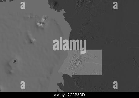 Form von Äquatorialguinea durch die Desaturierung benachbarter Gebiete getrennt. Höhenkarte mit zwei Ebenen. 3D-Rendering Stockfoto