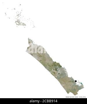 Form von Debubawi Keyih Bahri, Region Eritrea, mit seiner Hauptstadt isoliert auf weißem Hintergrund. Satellitenbilder. 3D-Rendering Stockfoto